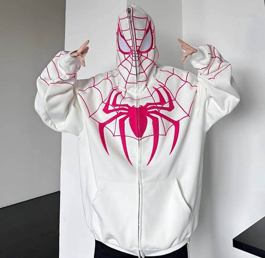 Spiderman White jacket With mask zip