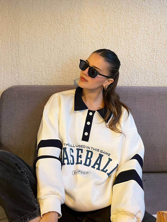 White Baseball sweatshirt